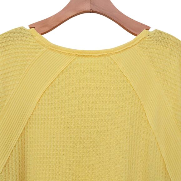 Free People We The Free Santa Clara Thermal Top Womens XS Yellow Oversized Knit - Picture 6 of 11
